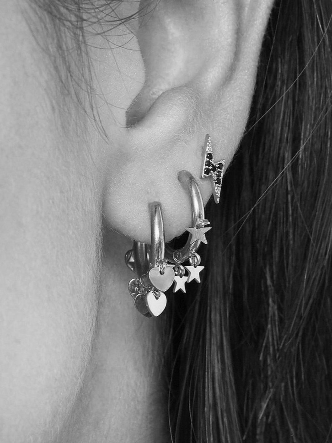 Earrings Floating Stars Silver