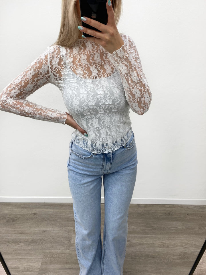 Flower Lace Top White
