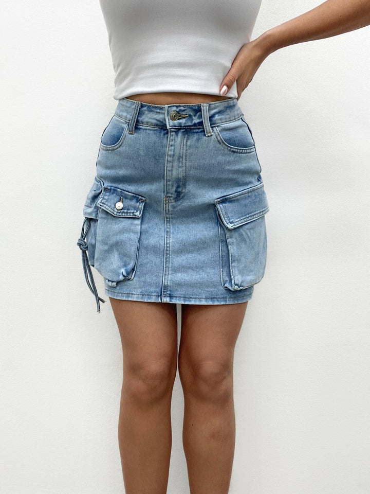 Multi Pocket Skirt Blue