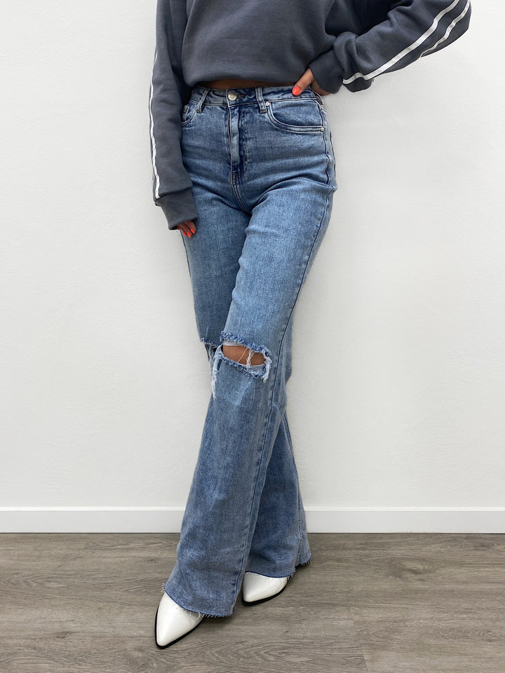 Ripped Wide Leg Jeans Blue (Tall)