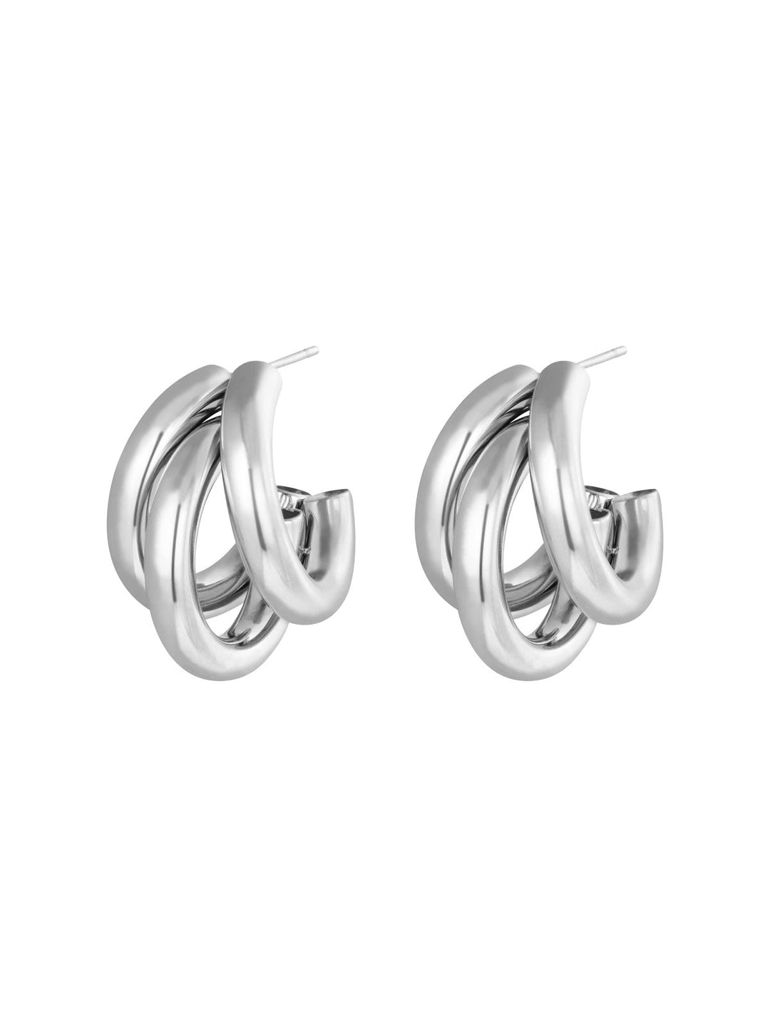 Earrings Triple Circle Silver