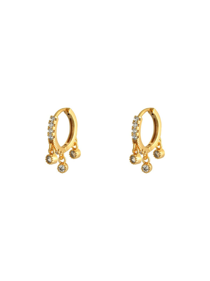 Earrings Triple Zircon Gold