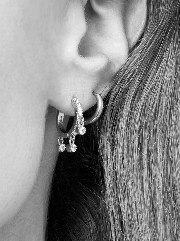 Earrings Triple Zircon Silver