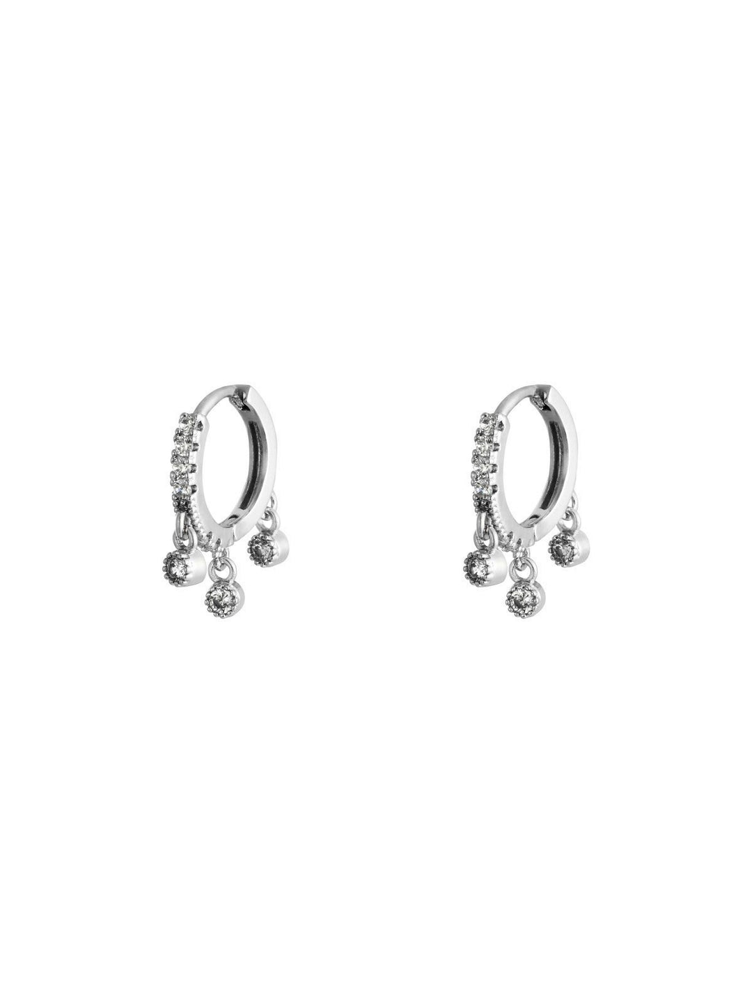 Earrings Triple Zircon Silver