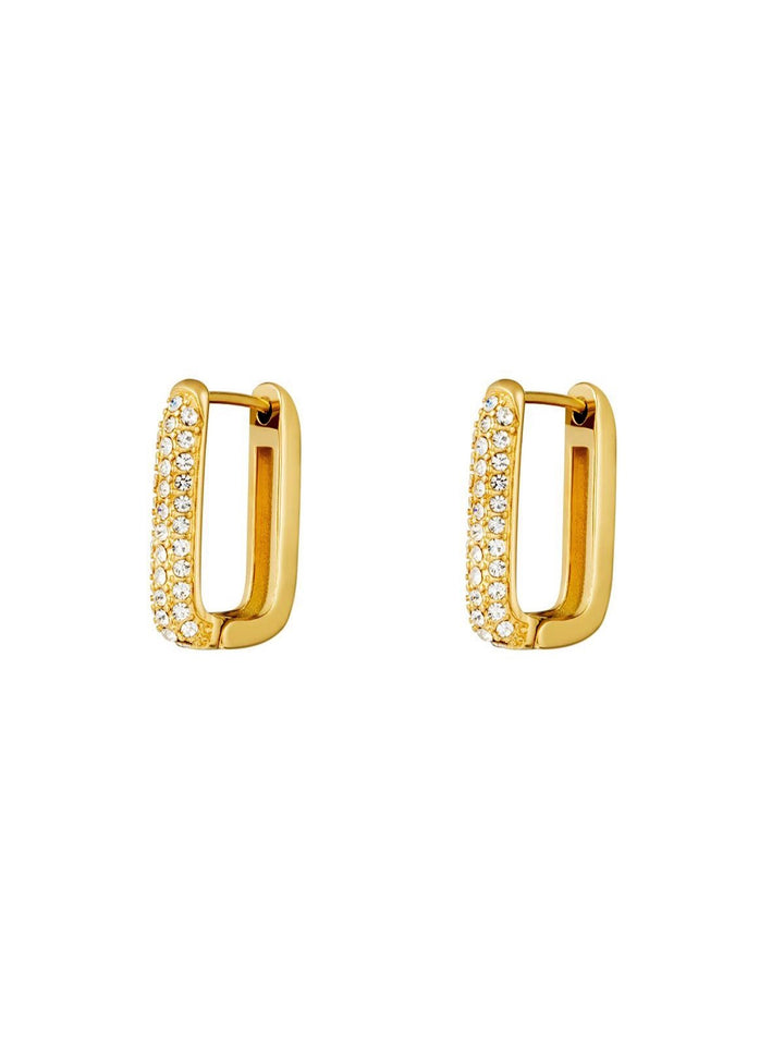 Earrings Zircon Square Gold