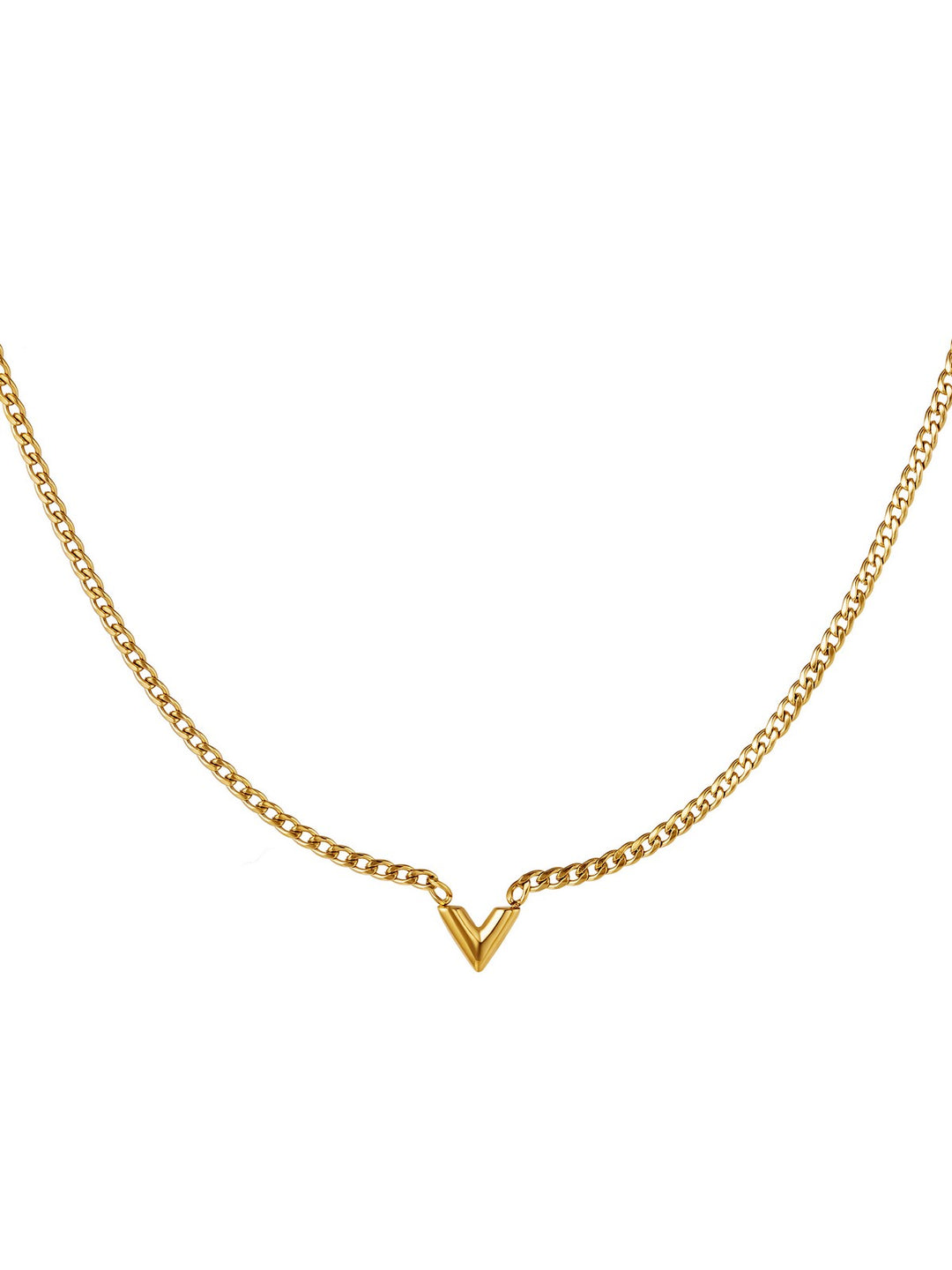 V Chain Necklace Gold