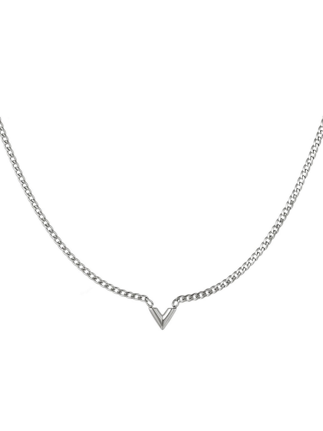 V Chain Necklace Silver