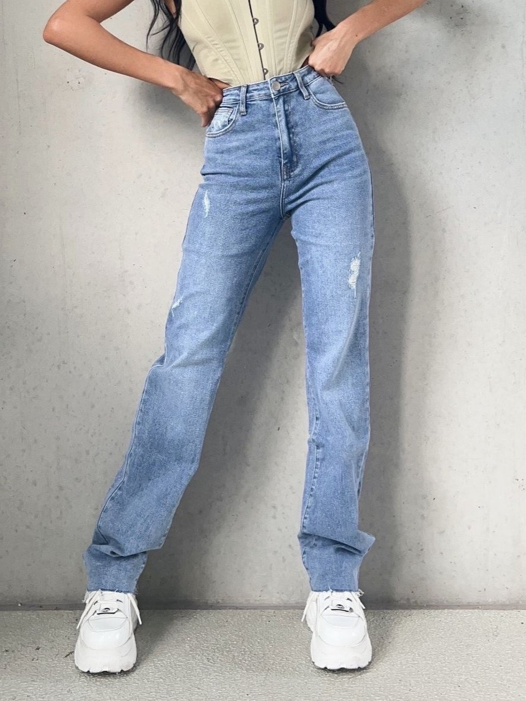 Tall straight leg jeans blauw